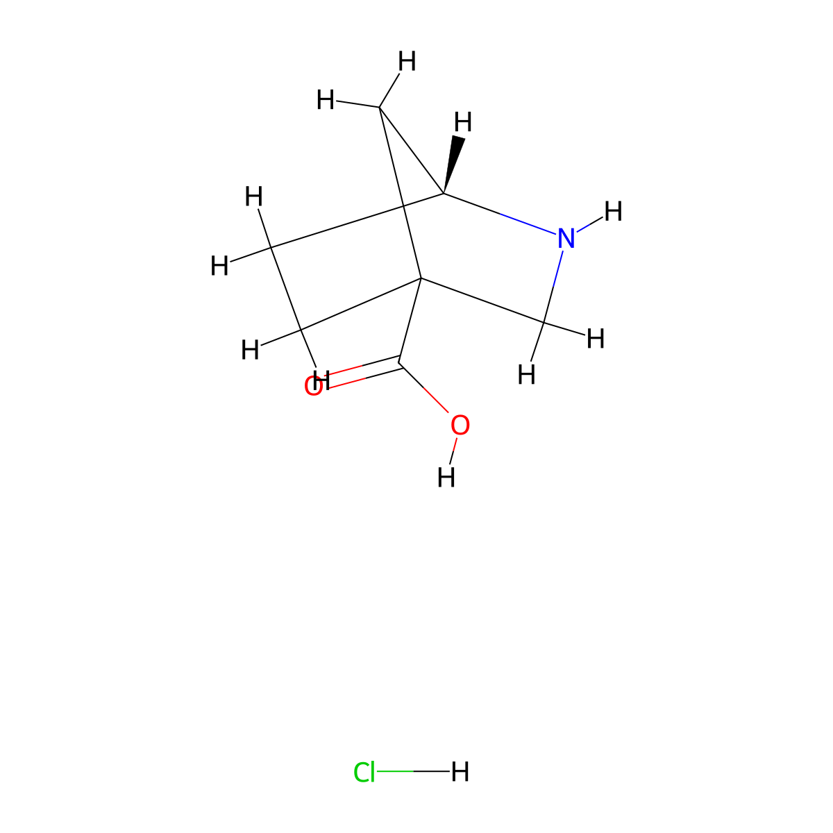 (1R)-2-azabicyclo[2.2.1]heptane-4-carboxylic acid hydrochloride molecular structure, CAS 1212489-75-2