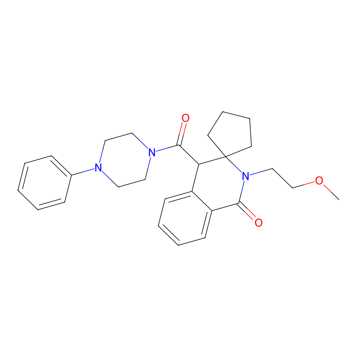 2'-(2-methoxyethyl)-4'-[(4-phenylpiperazin-1-yl)carbonyl]-2'H-spiro[cyclopentane-1,3'-isoquinolin]-1'(4'H)-one molecular structure, CAS 1212489-95-6