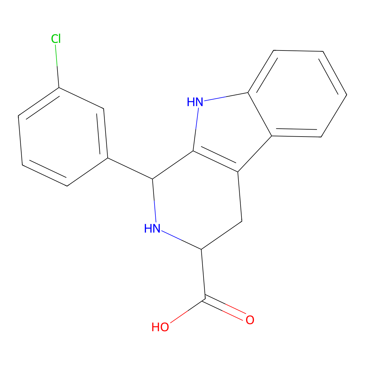 (3S)-1-(3-chlorophenyl)-2,3,4,9-tetrahydro-1H-beta-carboline-3-carboxylic acid molecular structure, CAS 1212490-33-9