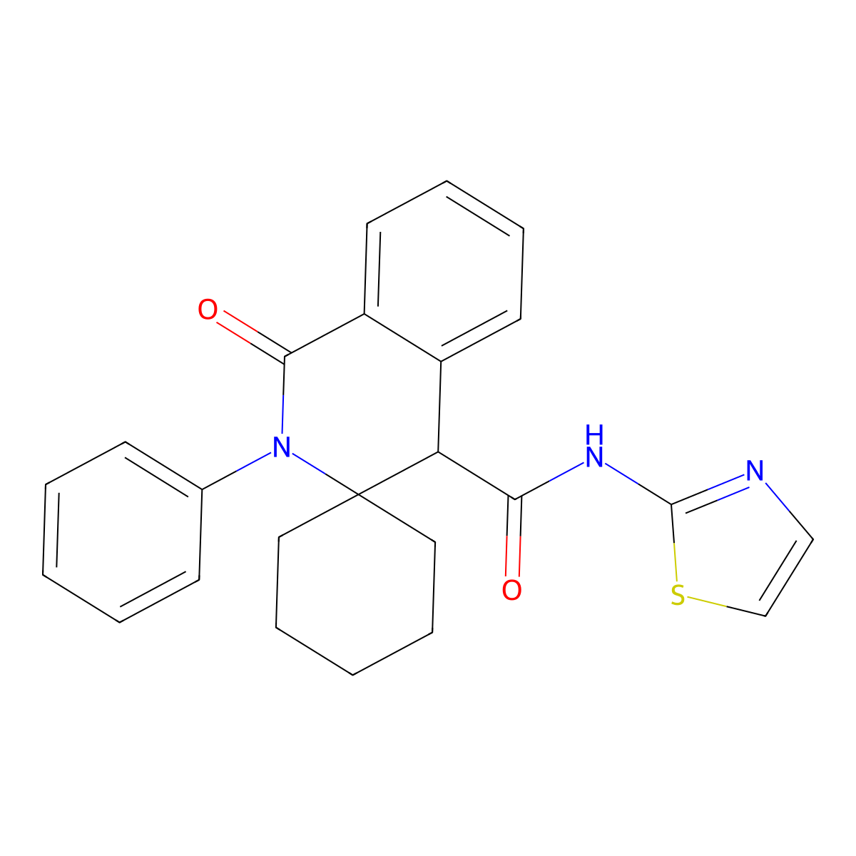 1'-oxo-2'-phenyl-N-(1,3-thiazol-2-yl)-1',4'-dihydro-2'H-spiro[cyclohexane-1,3'-isoquinoline]-4'-carboxamide molecular structure, CAS 1212490-70-4