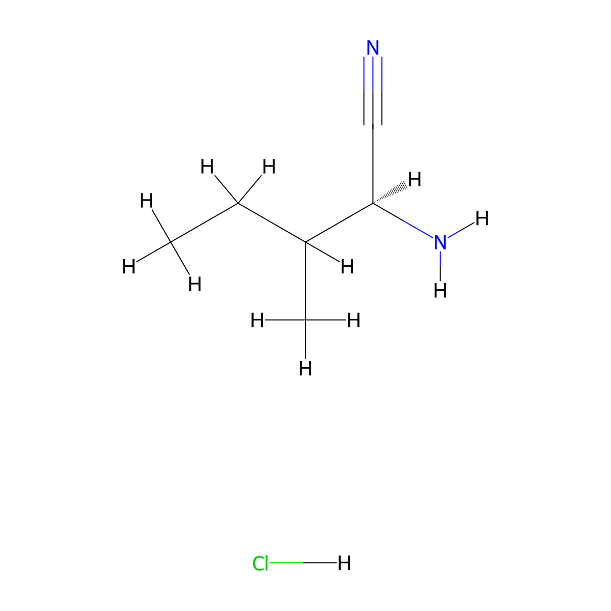 (2S)-2-Amino-3-methylpentanenitrile hydrochloride molecular structure, CAS 1212491-08-1