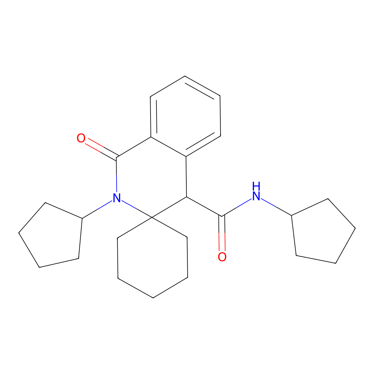 N,2'-dicyclopentyl-1'-oxo-1',4'-dihydro-2'H-spiro[cyclohexane-1,3'-isoquinoline]-4'-carboxamide molecular structure, CAS 1212491-23-0