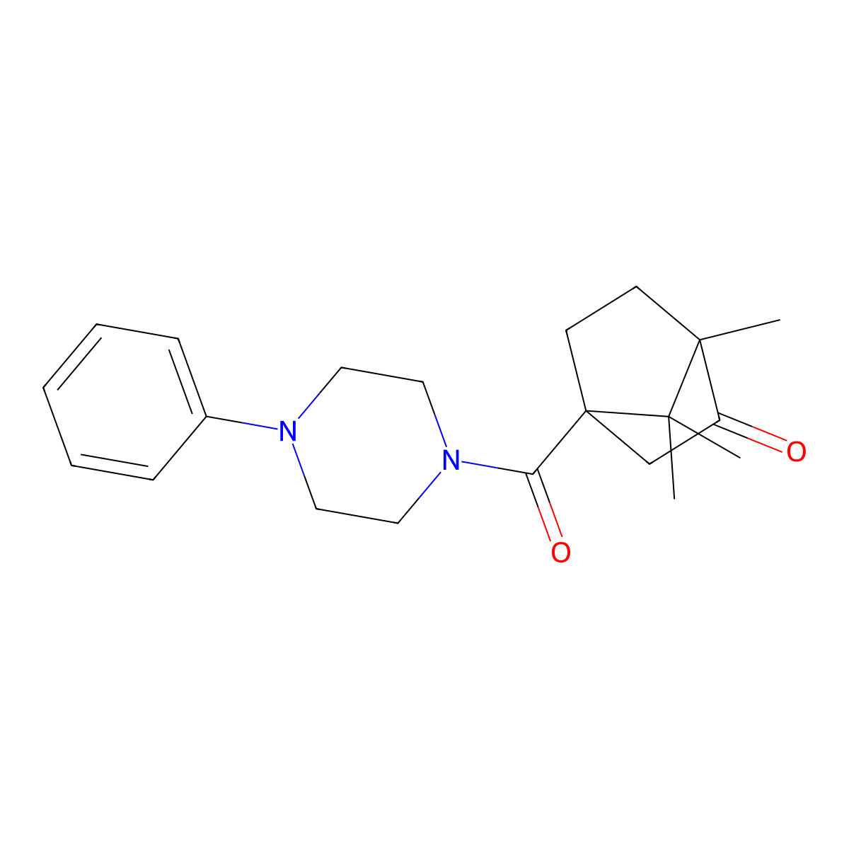 1,7,7-Trimethyl-4-(4-phenylpiperazine-1-carbonyl)bicyclo[2.2.1]heptan-2-one molecular structure, CAS 1212491-89-8