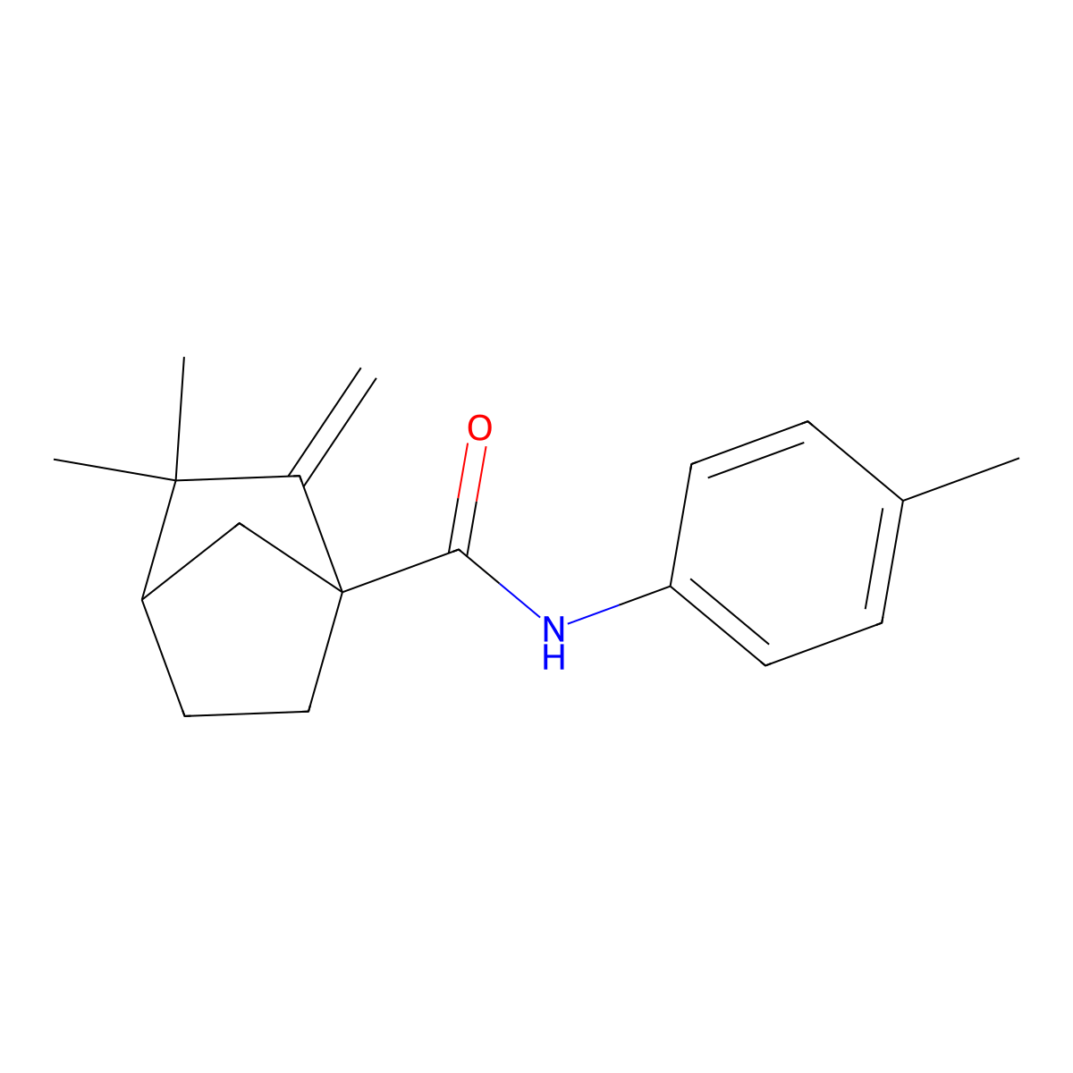 3,3-dimethyl-2-methylidene-N-(4-methylphenyl)bicyclo[2.2.1]heptane-1-carboxamide molecular structure, CAS 1212492-38-0
