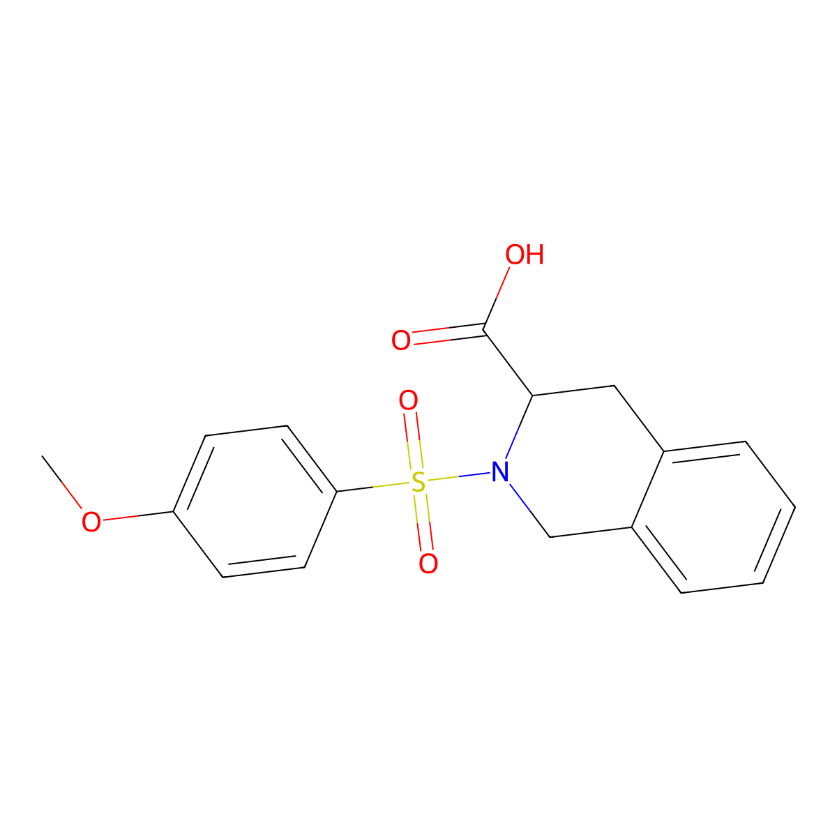 (3S)-2-(4-Methoxybenzenesulfonyl)-1,2,3,4-tetrahydroisoquinoline-3-carboxylic acid molecular structure, CAS 1212493-61-2