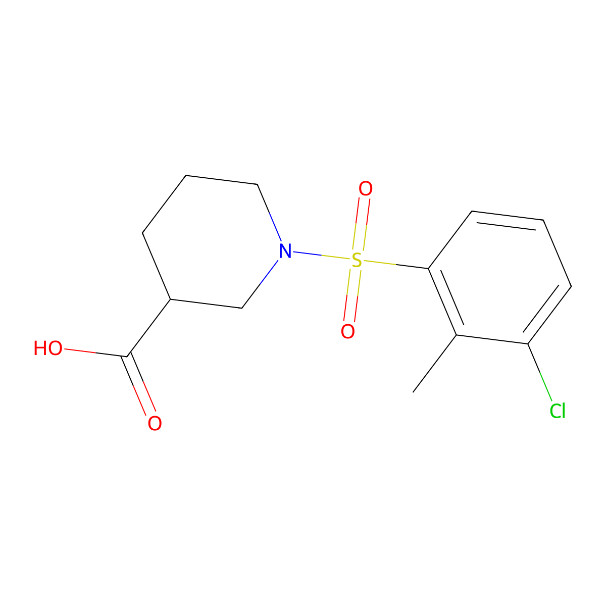 (3S)-1-(3-Chloro-2-methylbenzenesulfonyl)piperidine-3-carboxylic acid molecular structure, CAS 1212582-76-7
