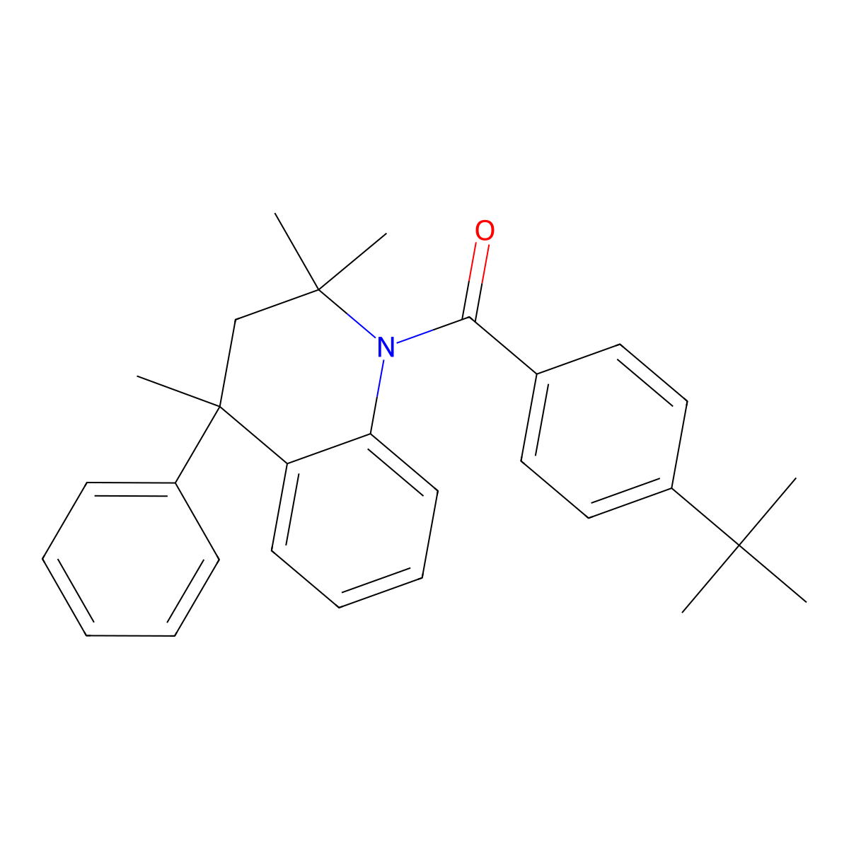 (4-tert-butylphenyl)(2,2,4-trimethyl-4-phenyl-3,4-dihydroquinolin-1(2H)-yl)methanone molecular structure, CAS 121259-30-1