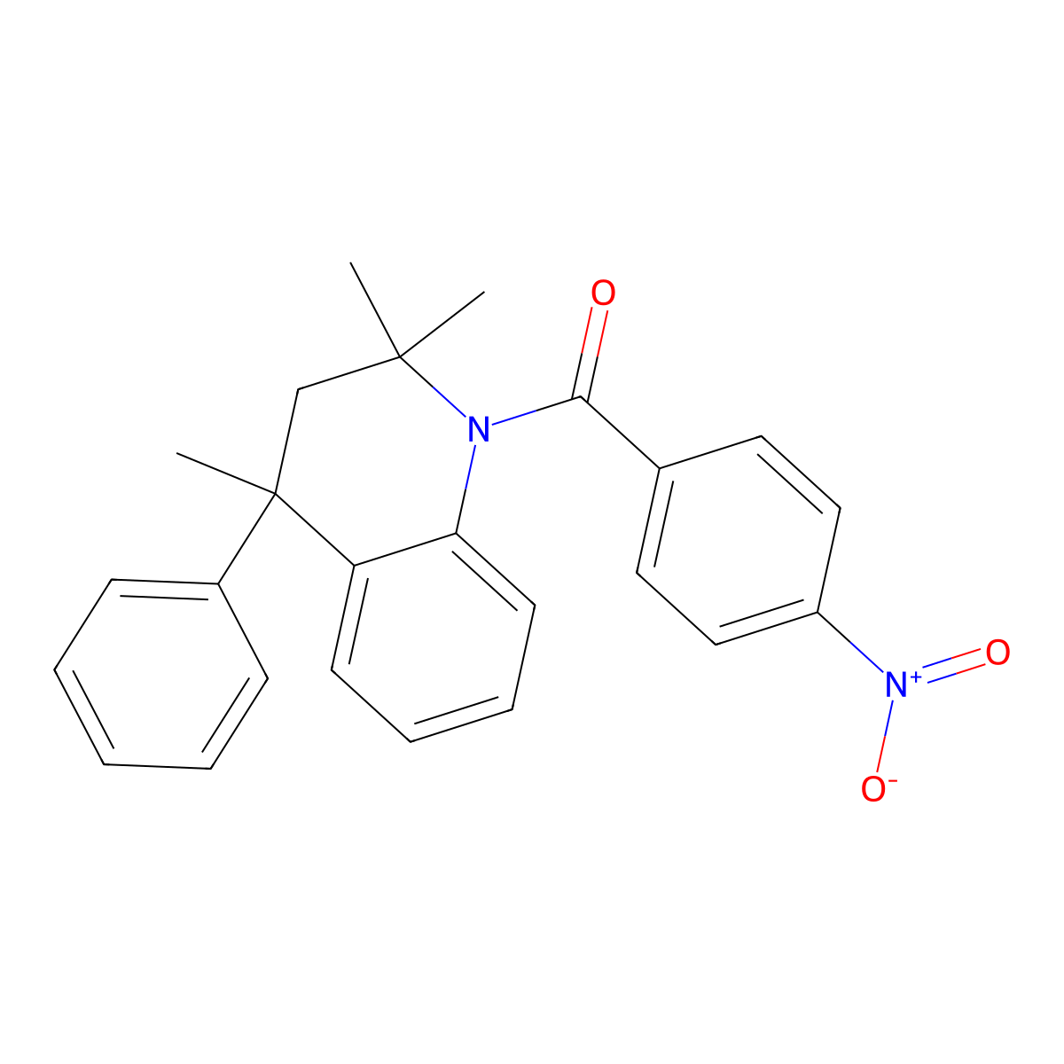 (4-nitrophenyl)(2,2,4-trimethyl-4-phenyl-3,4-dihydroquinolin-1(2H)-yl)methanone molecular structure, CAS 121259-33-4