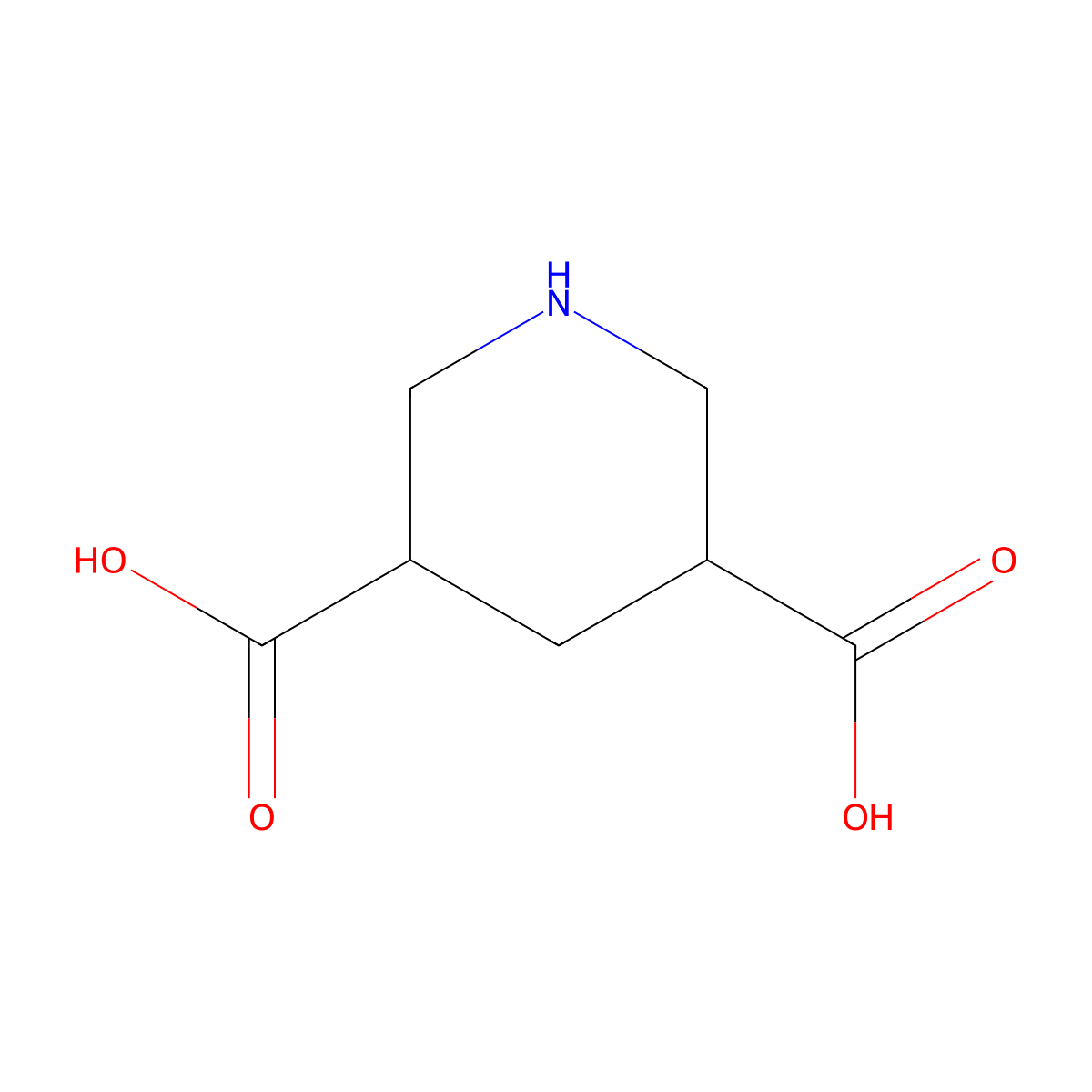 Piperidine-3,5-dicarboxylic Acid molecular structure, CAS 121260-18-2