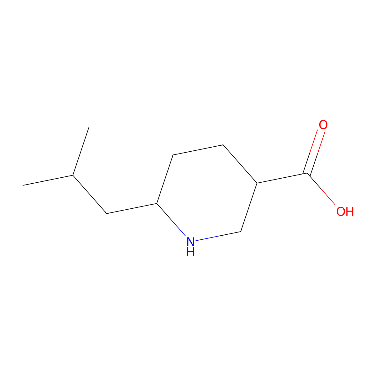 6-(2-Methylpropyl)piperidine-3-carboxylic acid molecular structure, CAS 121260-20-6