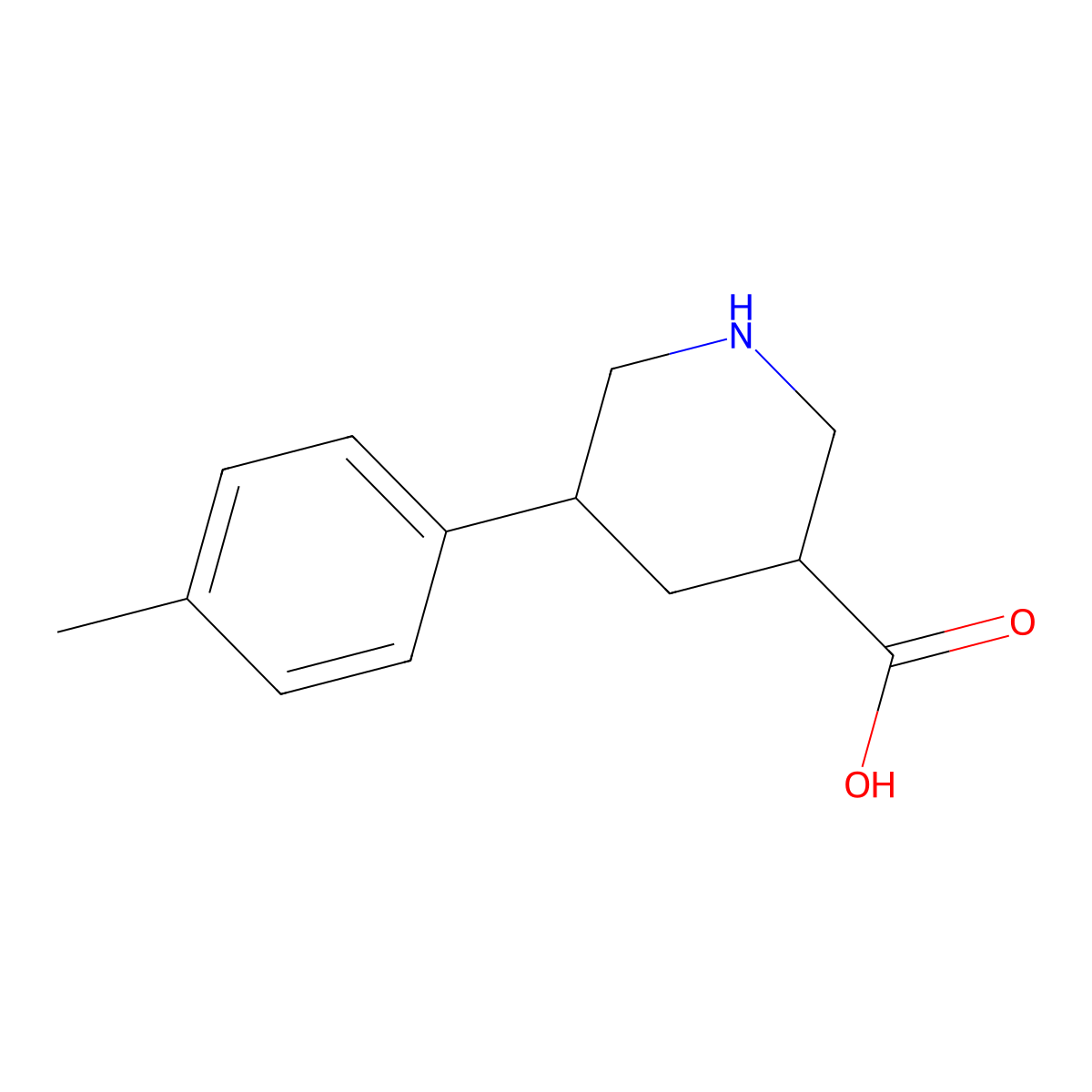 5-(4-Methylphenyl)piperidine-3-carboxylic acid molecular structure, CAS 121260-21-7