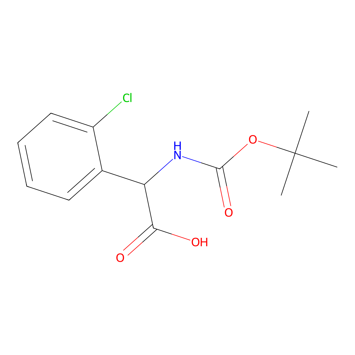 (R)-2-((tert-Butoxycarbonyl)amino)-2-(2-chlorophenyl)acetic acid molecular structure, CAS 1212602-23-7