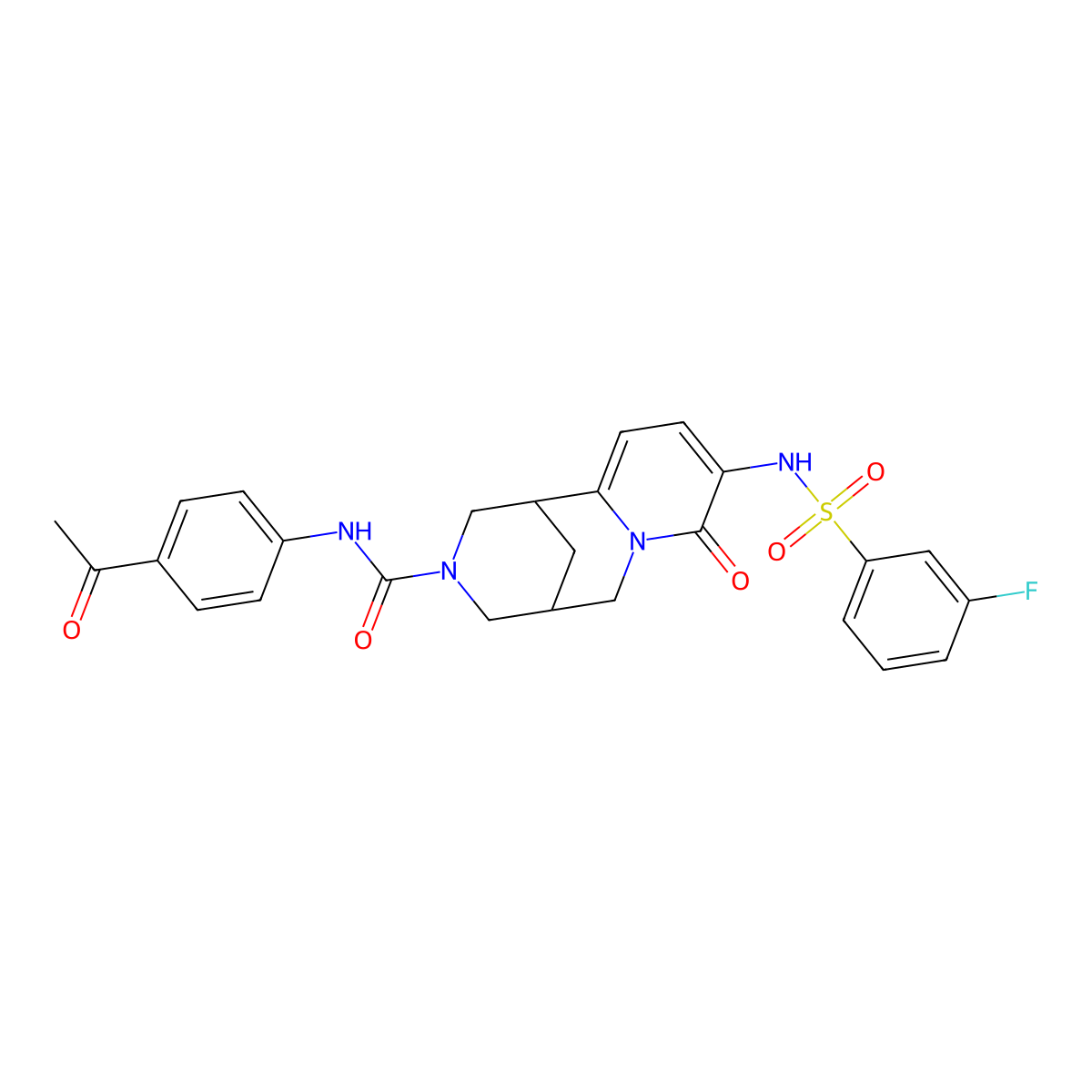 (1R,5R)-N-(4-Acetylphenyl)-9-(3-fluorophenylsulfonamido)-8-oxo-4,5,6,8-tetrahydro-1H-1,5-methanopyrido[1,2-a][1,5]diazocine-3(2H)-carboxamide molecular structure, CAS 1212623-92-1