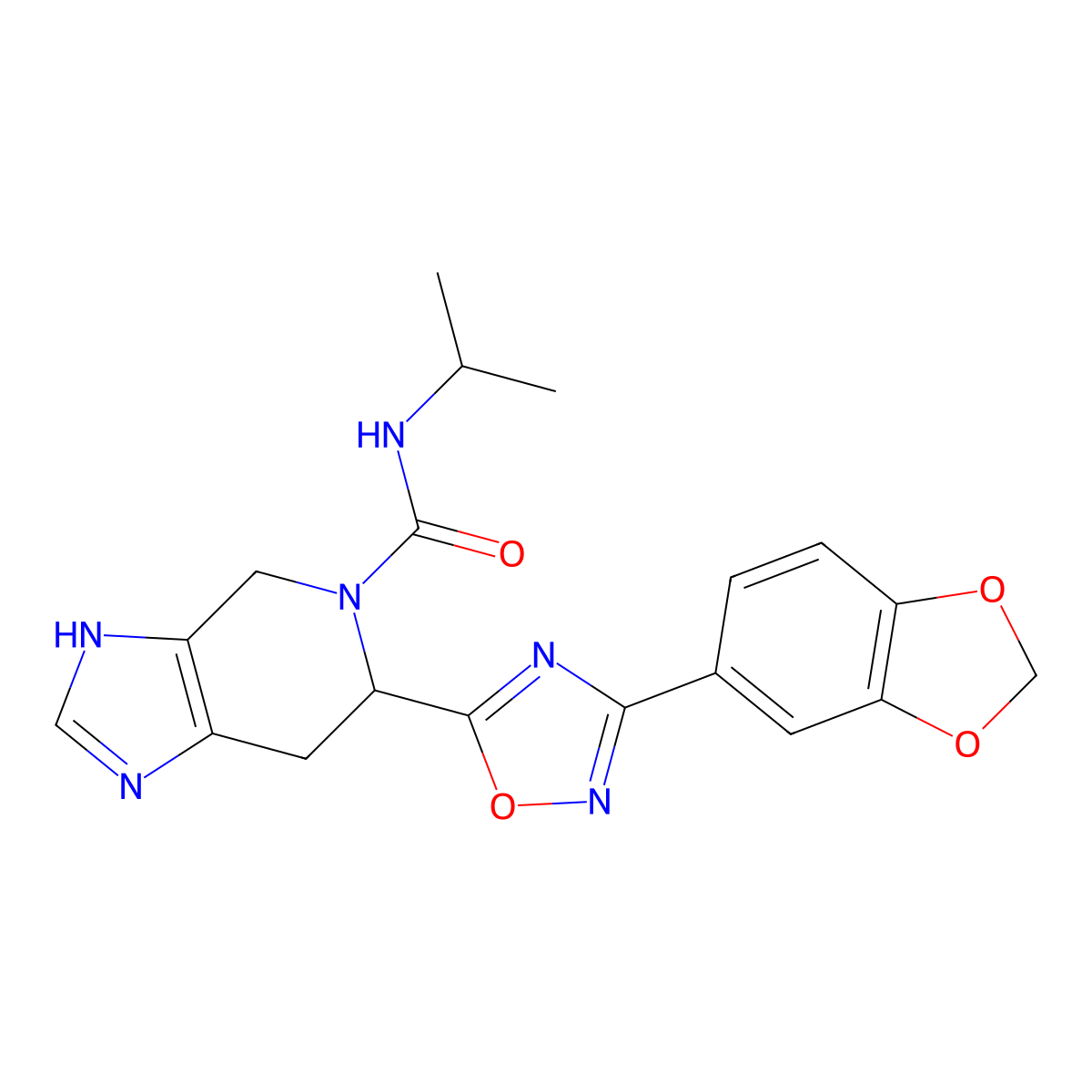 (6S)-6-[3-(1,3-benzodioxol-5-yl)-1,2,4-oxadiazol-5-yl]-N-propan-2-yl-3,4,6,7-tetrahydroimidazo[4,5-c]pyridine-5-carboxamide molecular structure, CAS 1212663-24-5