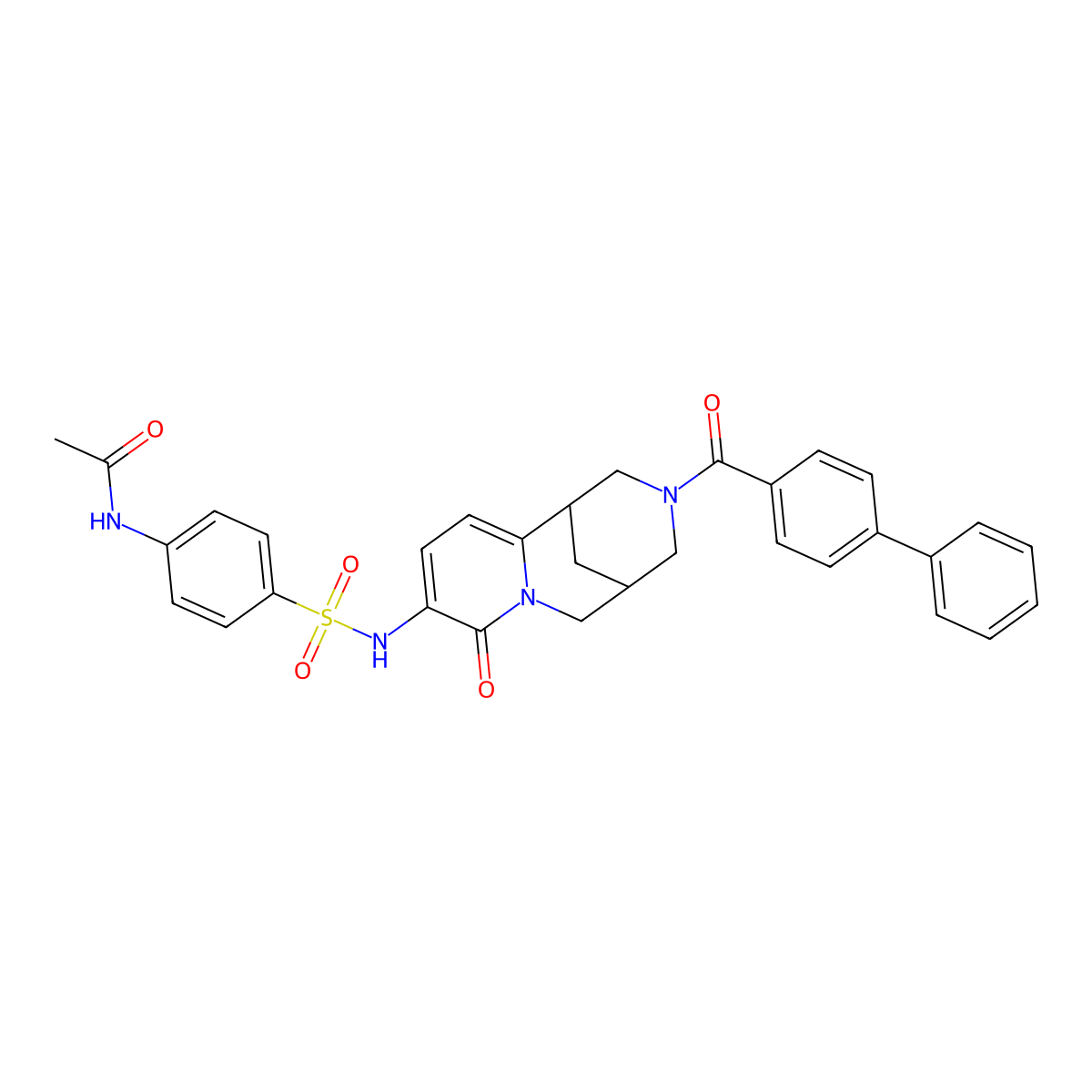 N-(4-(N-((1R,5S)-3-([1,1'-Biphenyl]-4-carbonyl)-8-oxo-2,3,4,5,6,8-hexahydro-1H-1,5-methanopyrido[1,2-a][1,5]diazocin-9-yl)sulfamoyl)phenyl)acetamide molecular structure, CAS 1212683-06-1