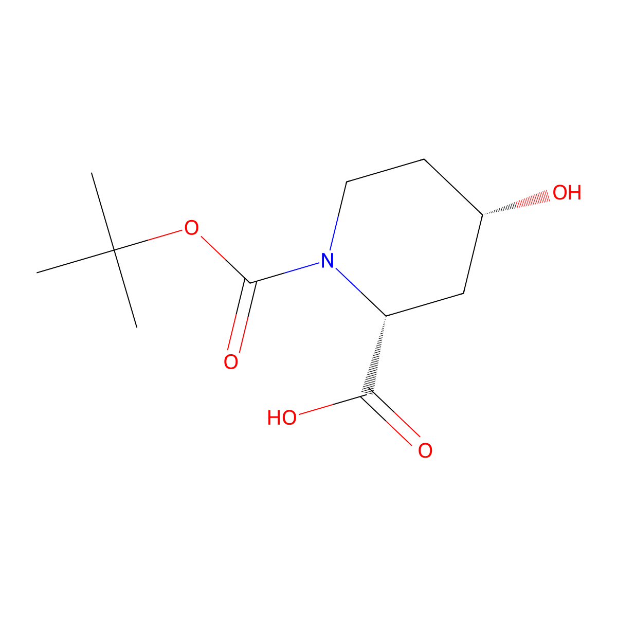 (2R,4S)-1-(tert-butoxycarbonyl)-4-hydroxypiperidine-2-carboxylic acid molecular structure, CAS 1212688-40-8