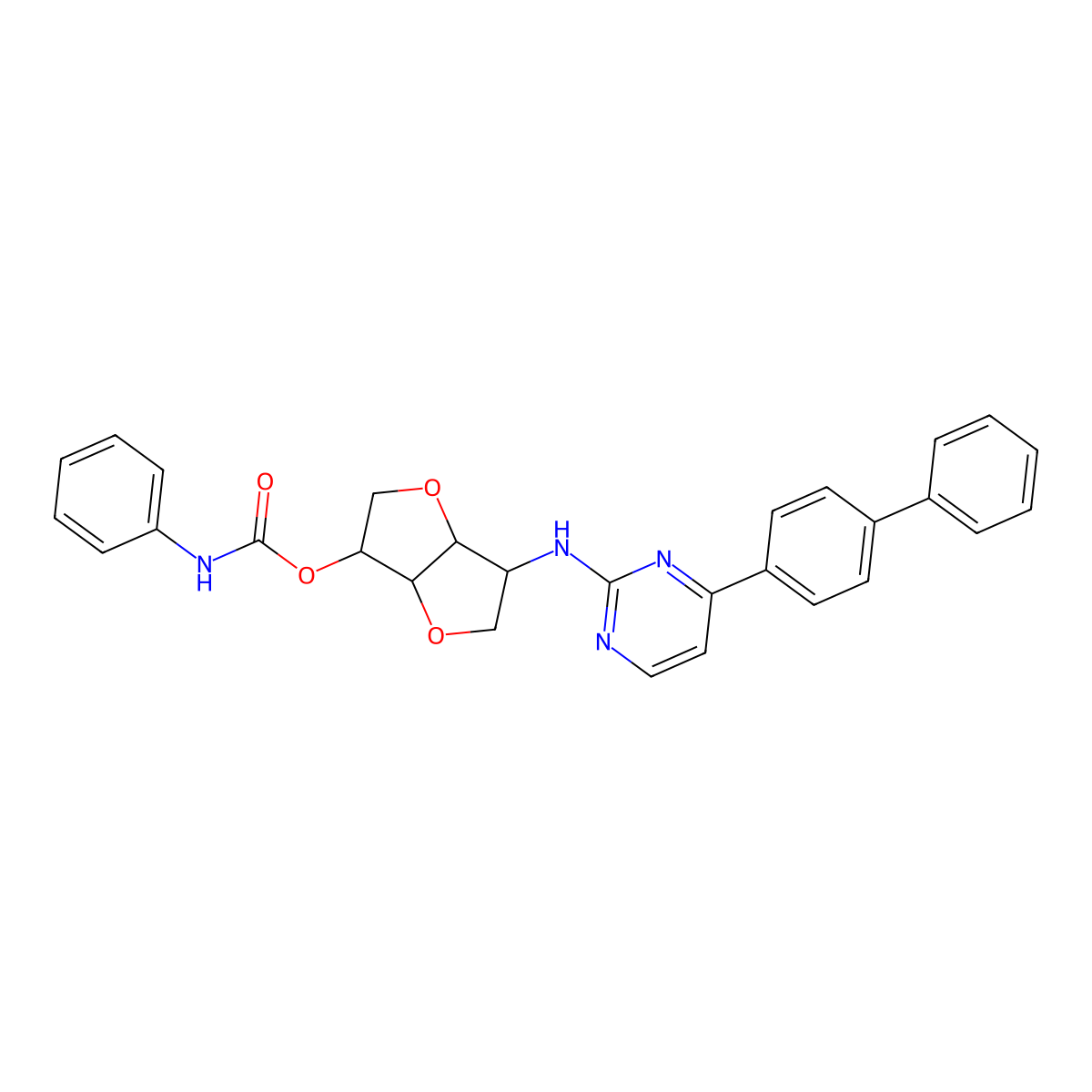 [(3R,3AS,6S,6aR)-6-[[4-(4-Phenylphenyl)pyrimidin-2-yl]amino]-2,3,3a,5,6,6a-hexahydrofuro[2,3-d]furan-3-yl] N-Phenylcarbamate molecular structure, CAS 1212697-03-4