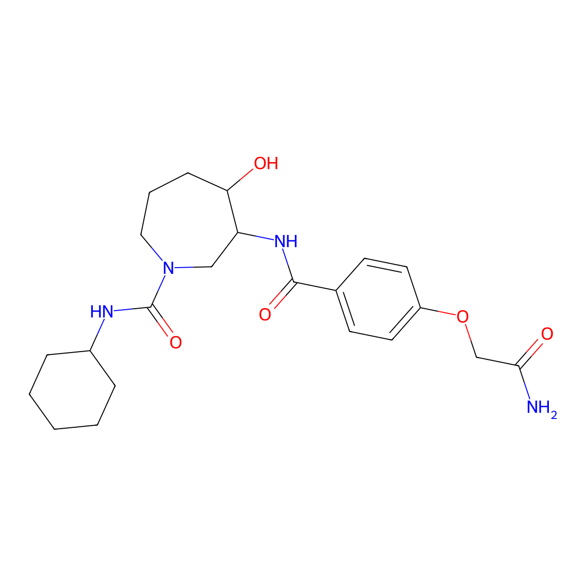 (3R,4R)-3-[[4-(2-Amino-2-oxoethoxy)benzoyl]amino]-N-cyclohexylhexahydro-4-hydroxy-1H-azepine-1-carboxamide molecular structure, CAS 1212733-67-9