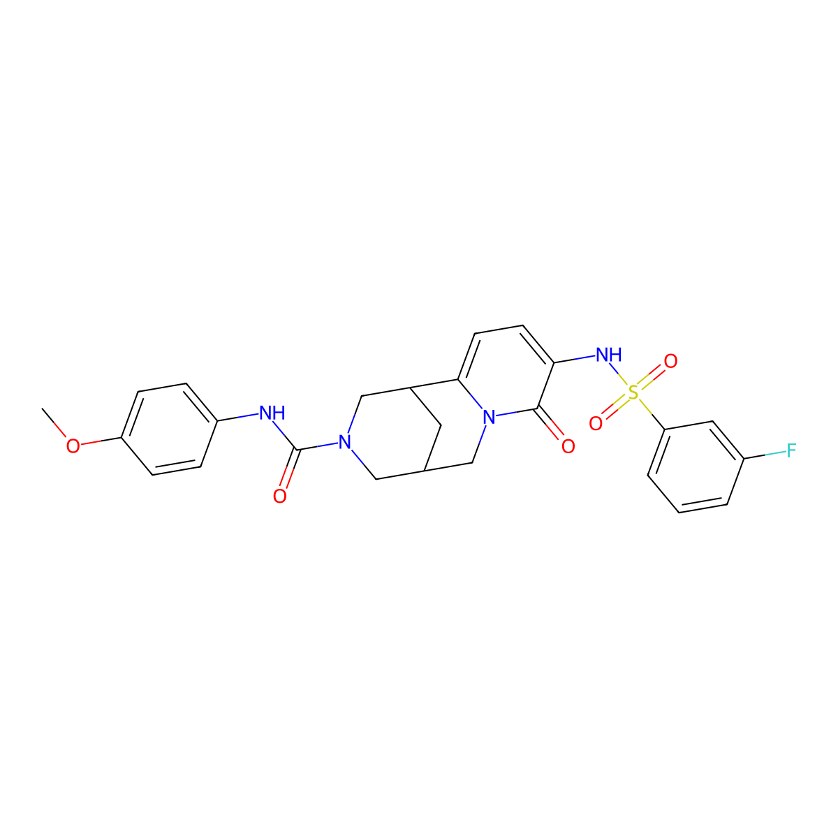 (1R,5R)-9-(3-Fluorophenylsulfonamido)-N-(4-methoxyphenyl)-8-oxo-4,5,6,8-tetrahydro-1H-1,5-methanopyrido[1,2-a][1,5]diazocine-3(2H)-carboxamide molecular structure, CAS 1212734-12-7