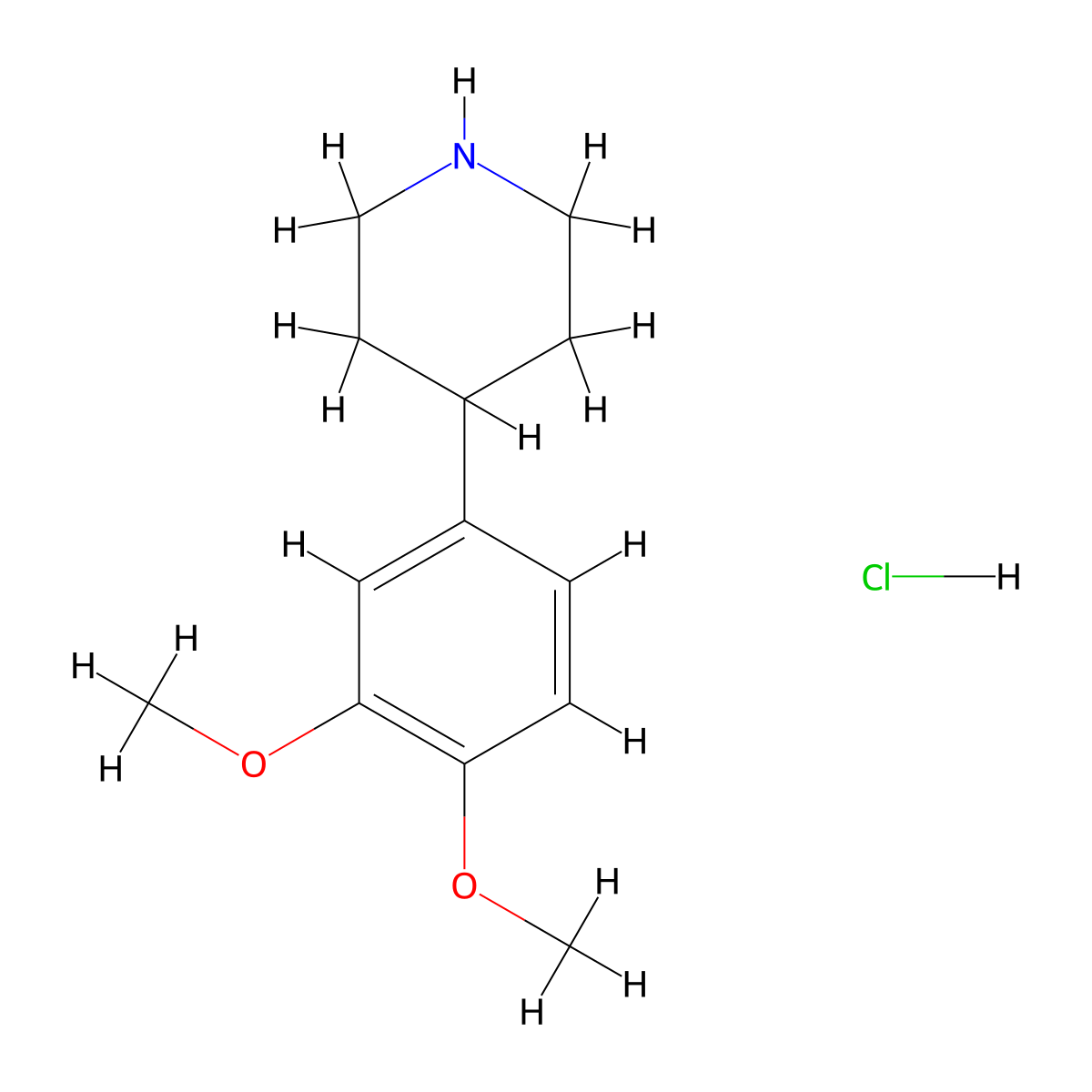 4-(3,4-Dimethoxyphenyl)piperidine hydrochloride molecular structure, CAS 121278-33-9
