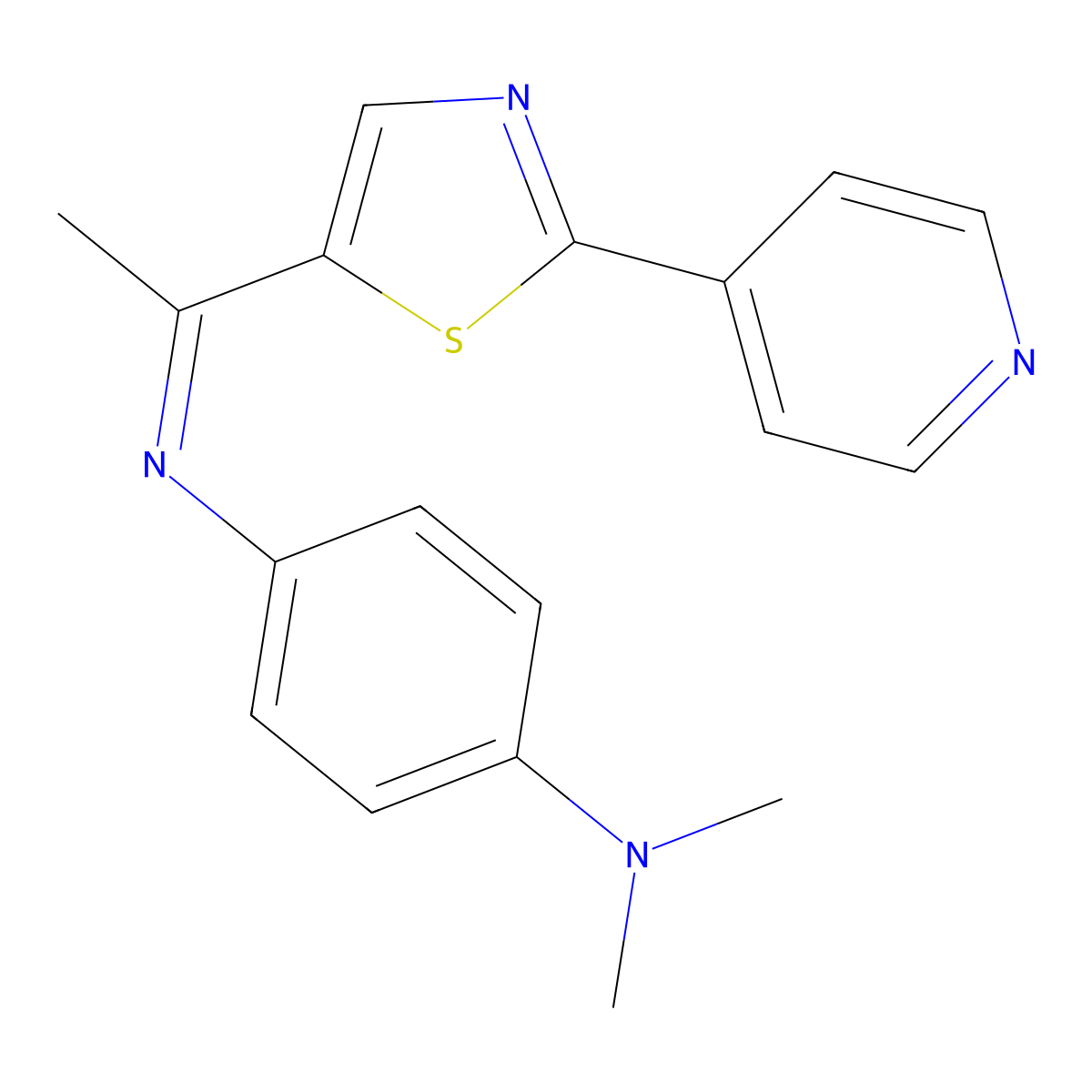 N~1~,N~1~-dimethyl-N~4~-{(Z)-1-[2-(4-pyridinyl)-1,3-thiazol-5-yl]ethylidene}-1,4-benzenediamine molecular structure, CAS 1212789-93-9