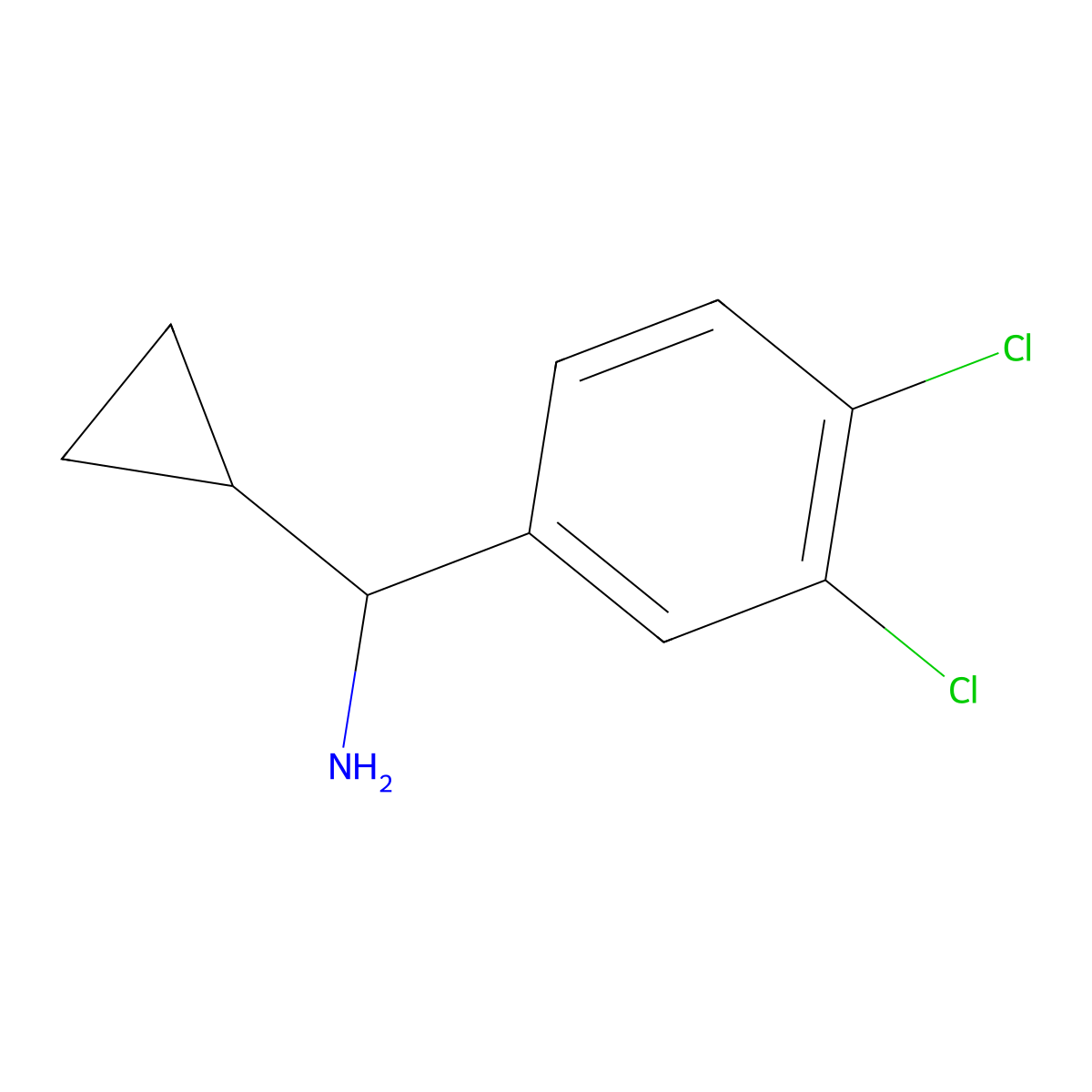 (S)-Cyclopropyl(3,4-dichlorophenyl)methanamine molecular structure, CAS 1212798-22-5