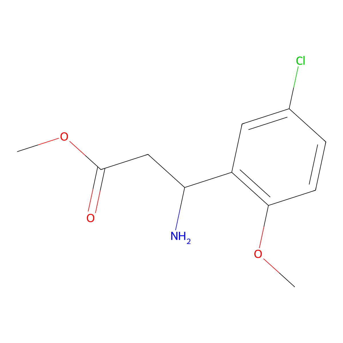 methyl (3S)-3-amino-3-(5-chloro-2-methoxyphenyl)propanoate molecular structure, CAS 1212798-98-5