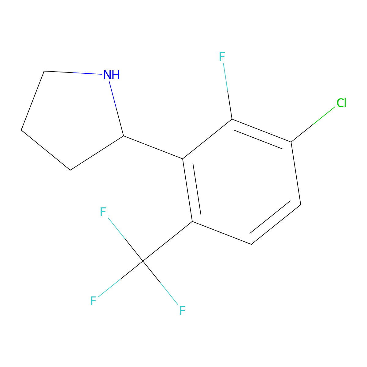 (S)-2-(3-Chloro-2-fluoro-6-(trifluoromethyl)phenyl)pyrrolidine molecular structure, CAS 1212805-36-1