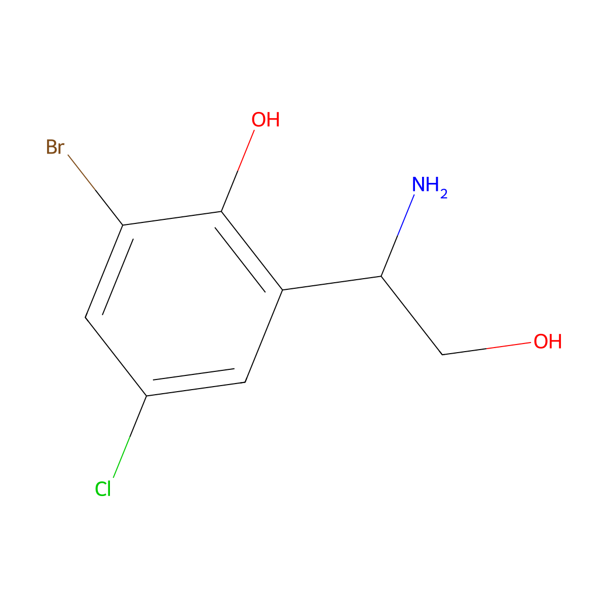 2-[(1R)-1-Amino-2-hydroxyethyl]-6-bromo-4-chlorophenol molecular structure, CAS 1212807-06-1