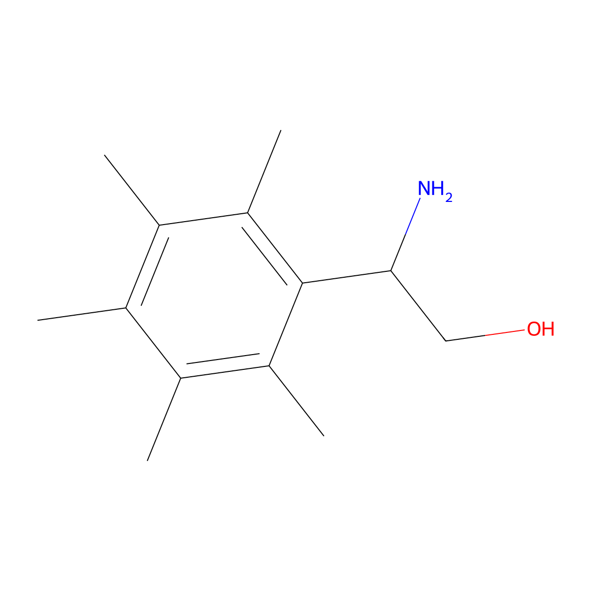 (S)-2-Amino-2-(2,3,4,5,6-pentamethylphenyl)ethan-1-ol molecular structure, CAS 1212808-15-5