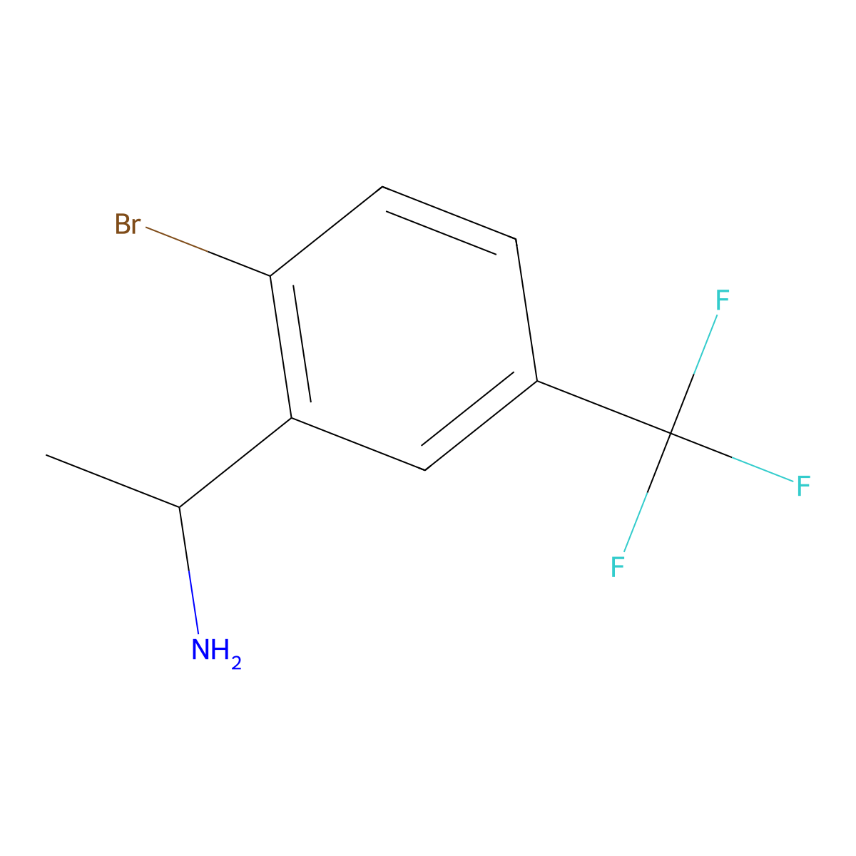 (1R)-1-[2-bromo-5-(trifluoromethyl)phenyl]ethan-1-amine molecular structure, CAS 1212809-00-1
