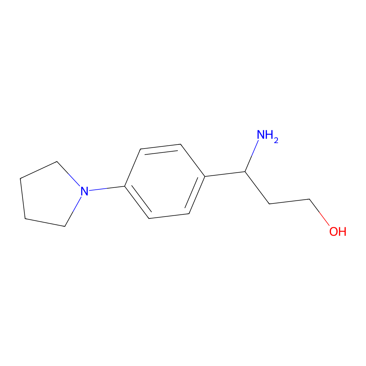 (3S)-3-Amino-3-(4-pyrrolidinylphenyl)propan-1-OL molecular structure, CAS 1212809-29-4
