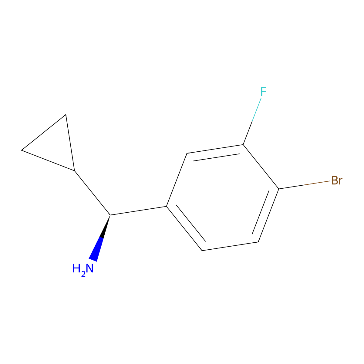(S)-(4-Bromo-3-fluorophenyl)(cyclopropyl)methanamine molecular structure, CAS 1212810-30-4