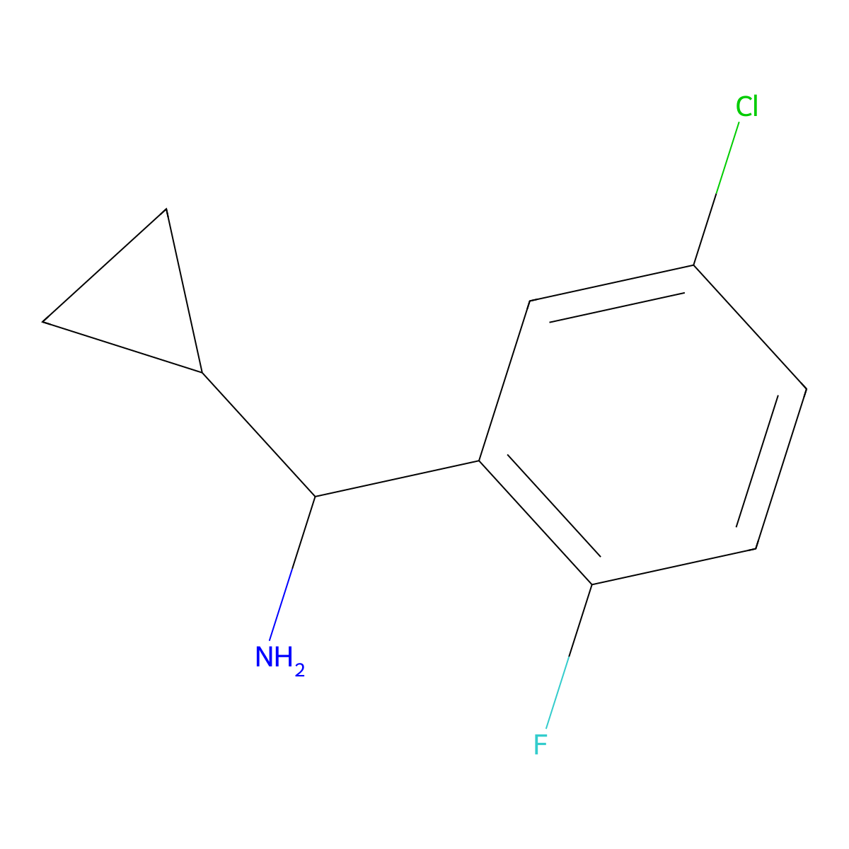 (R)-(5-Chloro-2-fluorophenyl)(cyclopropyl)methanamine molecular structure, CAS 1212810-38-2