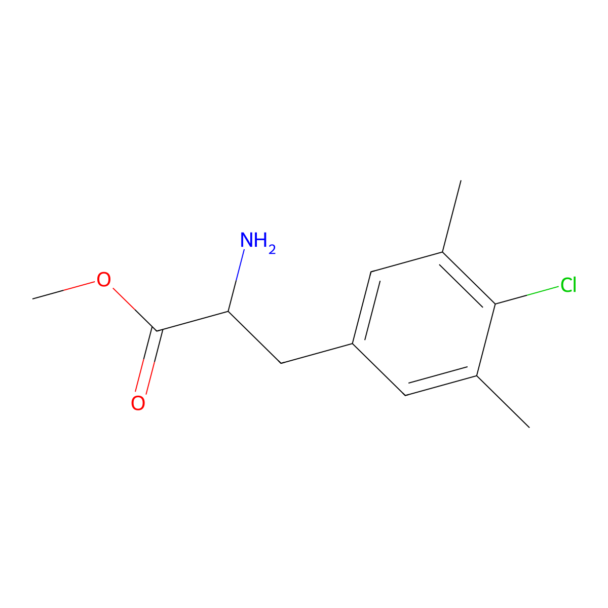 Methyl 4-chloro-3,5-dimethyl-D-phenylalaninate molecular structure, CAS 1212810-69-9