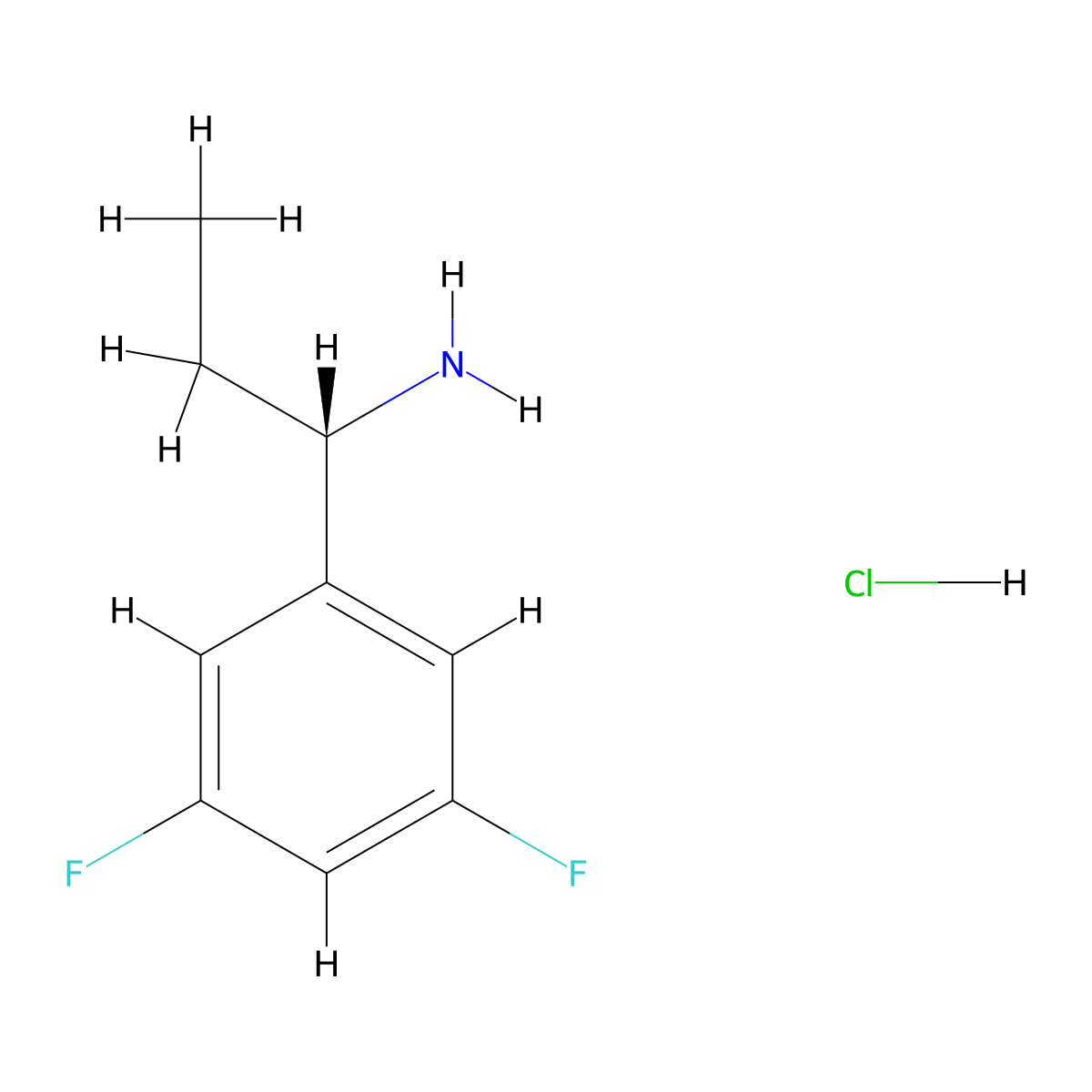 (S)-1-(3,5-DIFLUOROPHENYL)PROPAN-1-AMINE hydrochloride molecular structure, CAS 1212812-49-1
