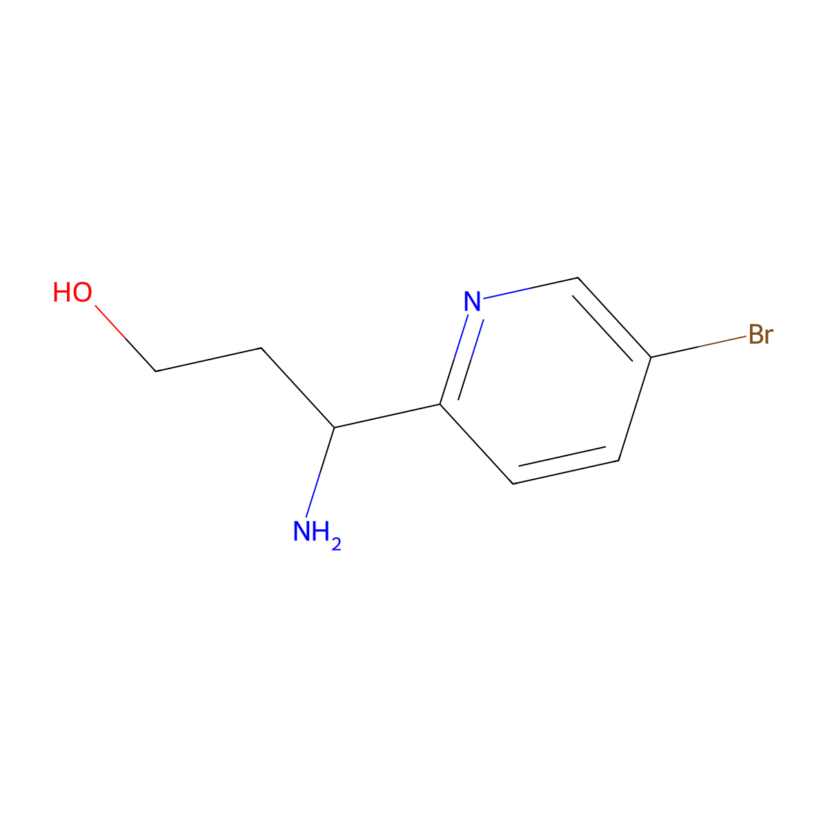 (3S)-3-amino-3-(5-bromopyridin-2-yl)propan-1-ol molecular structure, CAS 1212815-96-7