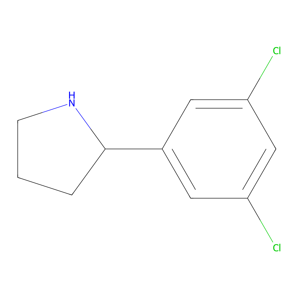 (2R)-2-(3,5-dichlorophenyl)pyrrolidine molecular structure, CAS 1212817-03-2