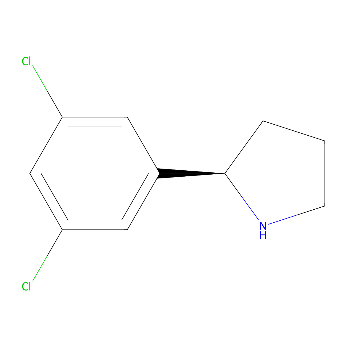 (2R)-2-(3,5-dichlorophenyl)pyrrolidine molecular structure, CAS 1212817-03-2