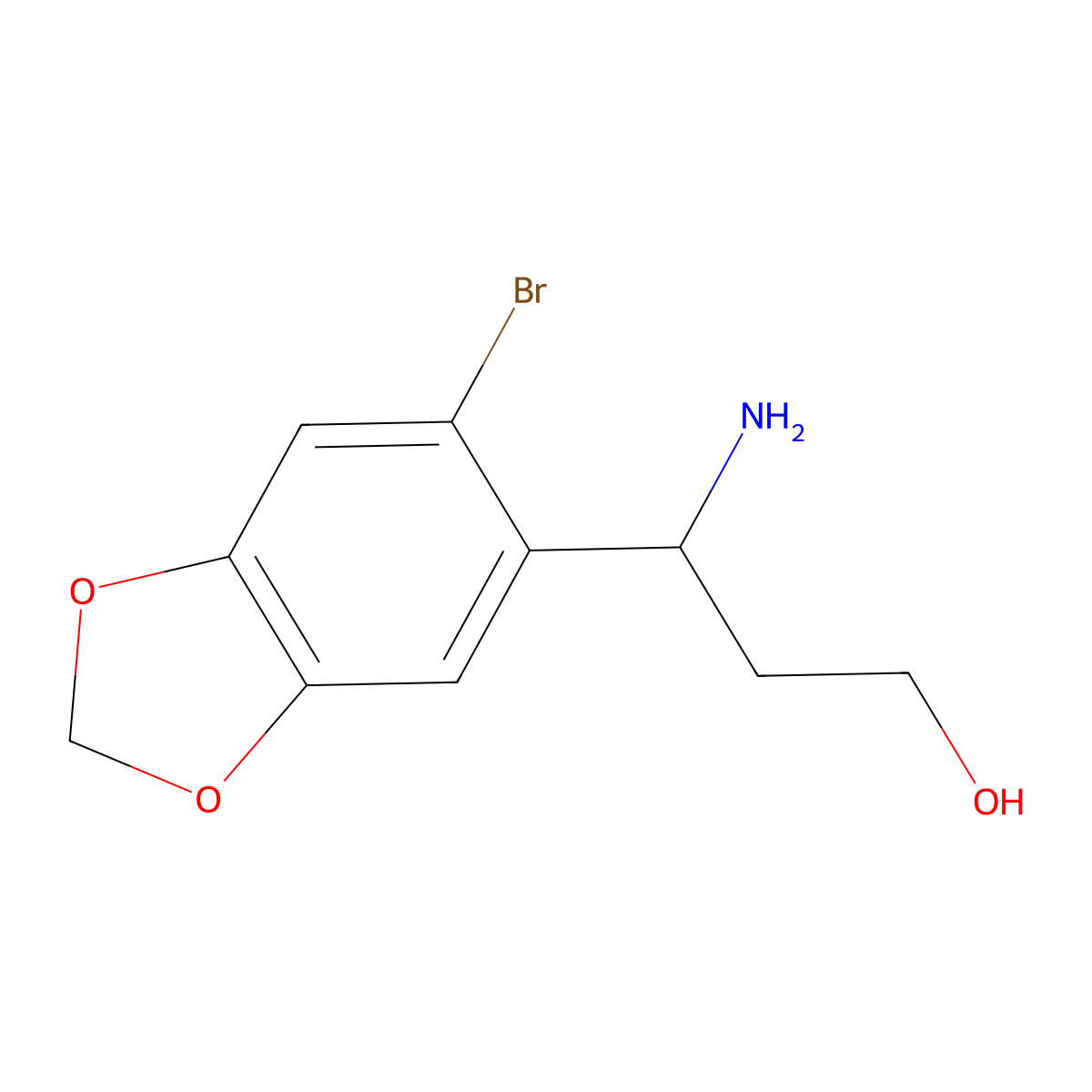 (3R)-3-amino-3-(6-bromo-1,3-dioxaindan-5-yl)propan-1-ol molecular structure, CAS 1212817-75-8