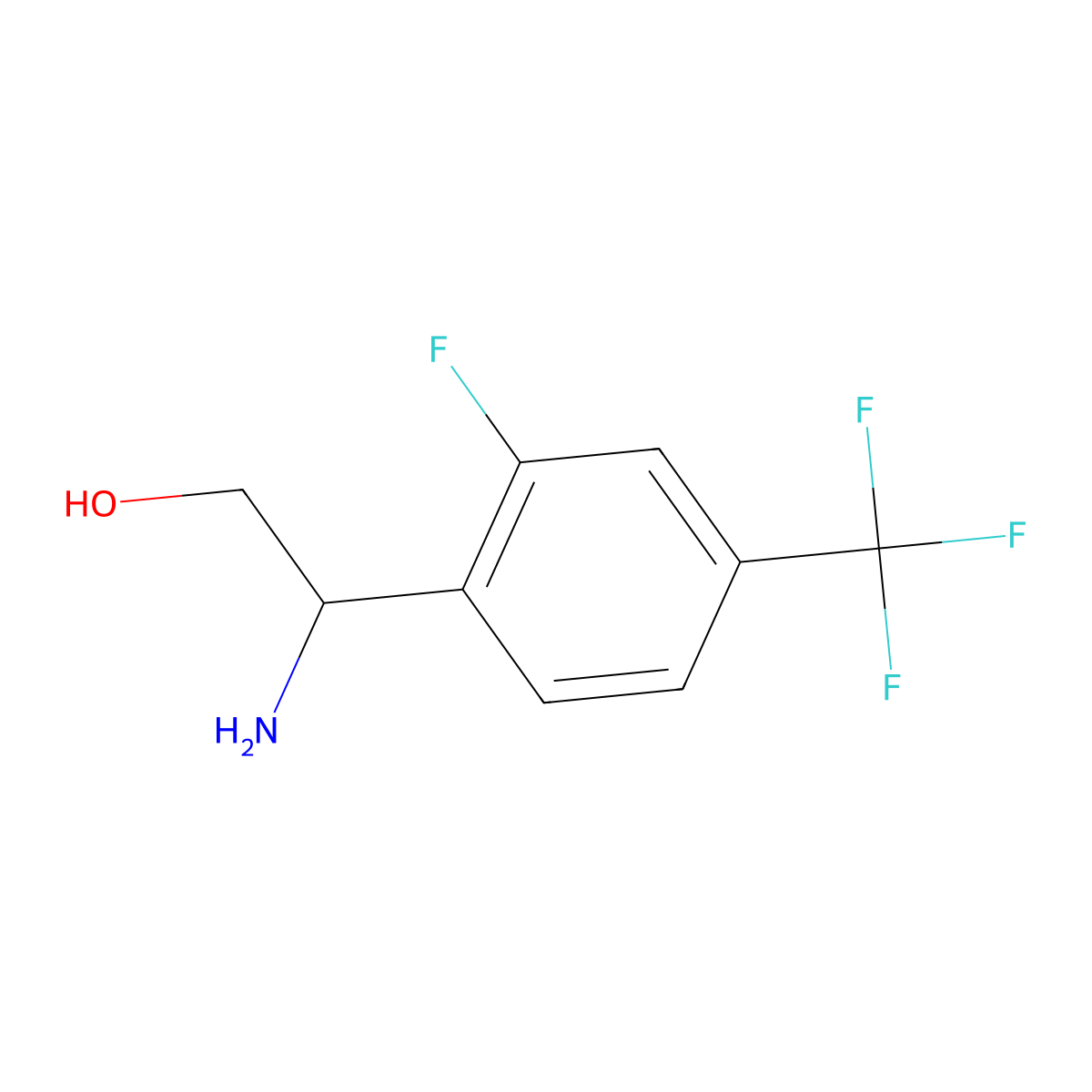 (r)-2-Amino-2-(2-fluoro-4-(trifluoromethyl)phenyl)ethan-1-ol molecular structure, CAS 1212817-81-6