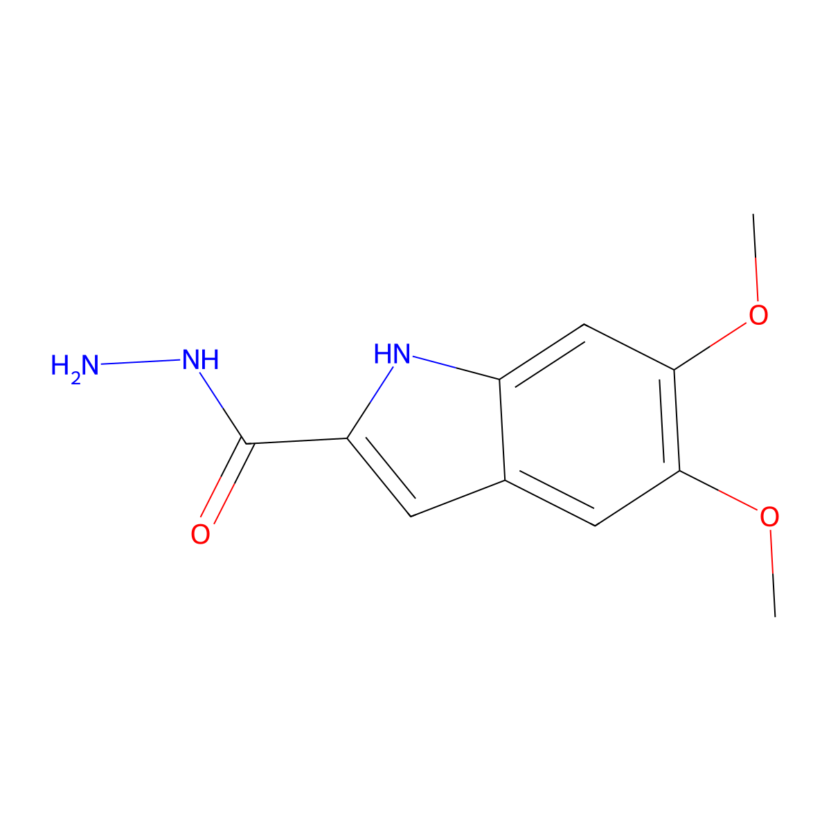 5,6-dimethoxy-1H-indole-2-carbohydrazide molecular structure, CAS 121282-81-3