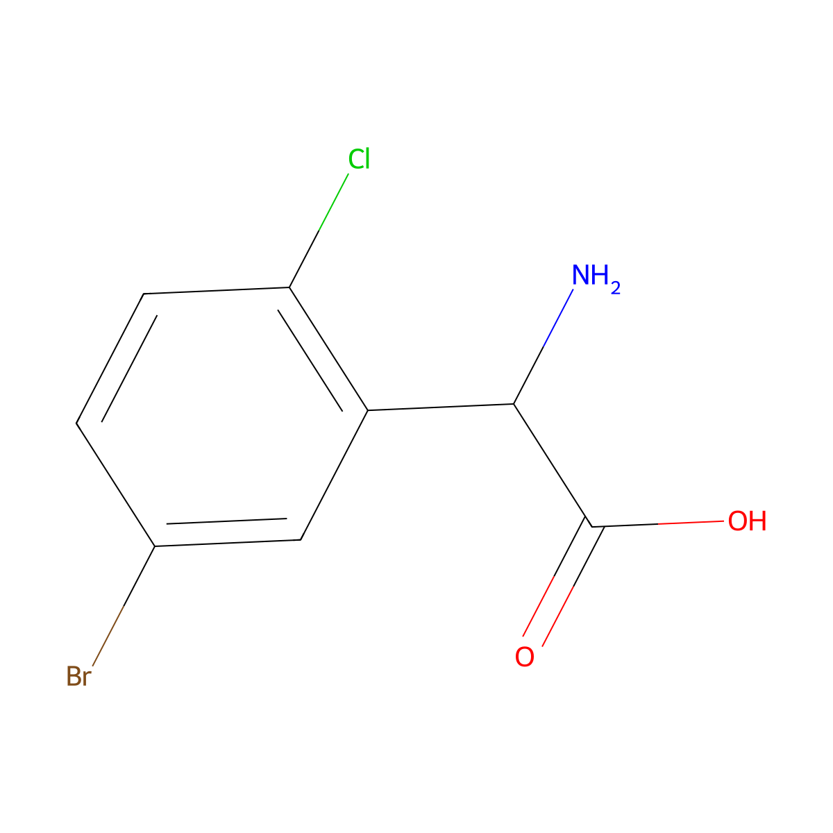 (S)-2-Amino-2-(5-bromo-2-chlorophenyl)acetic acid molecular structure, CAS 1212820-62-6