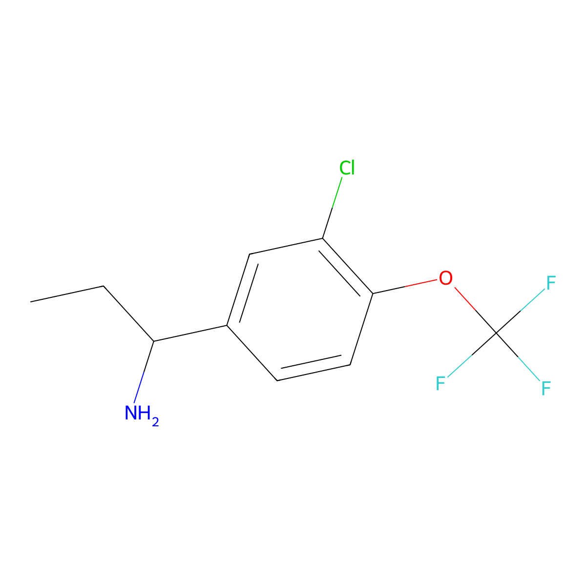 (S)-1-(3-Chloro-4-(trifluoromethoxy)phenyl)propan-1-amine molecular structure, CAS 1212820-96-6
