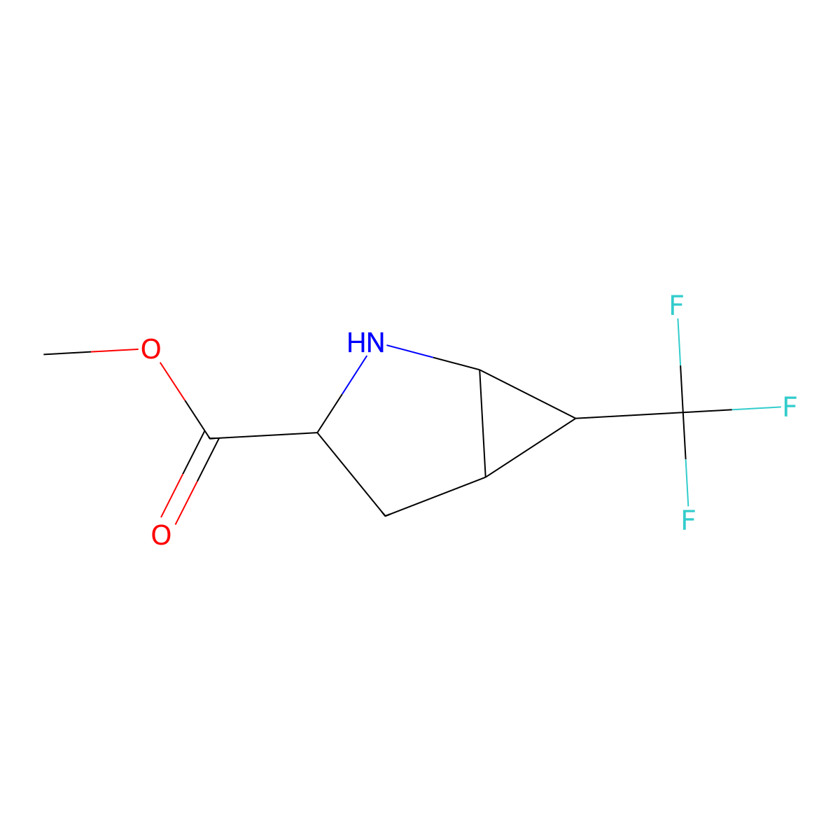methyl (1R,3S,5R,6R)-6-(trifluoromethyl)-2-azabicyclo[3.1.0]hexane-3-carboxylate molecular structure, CAS 1212822-81-5