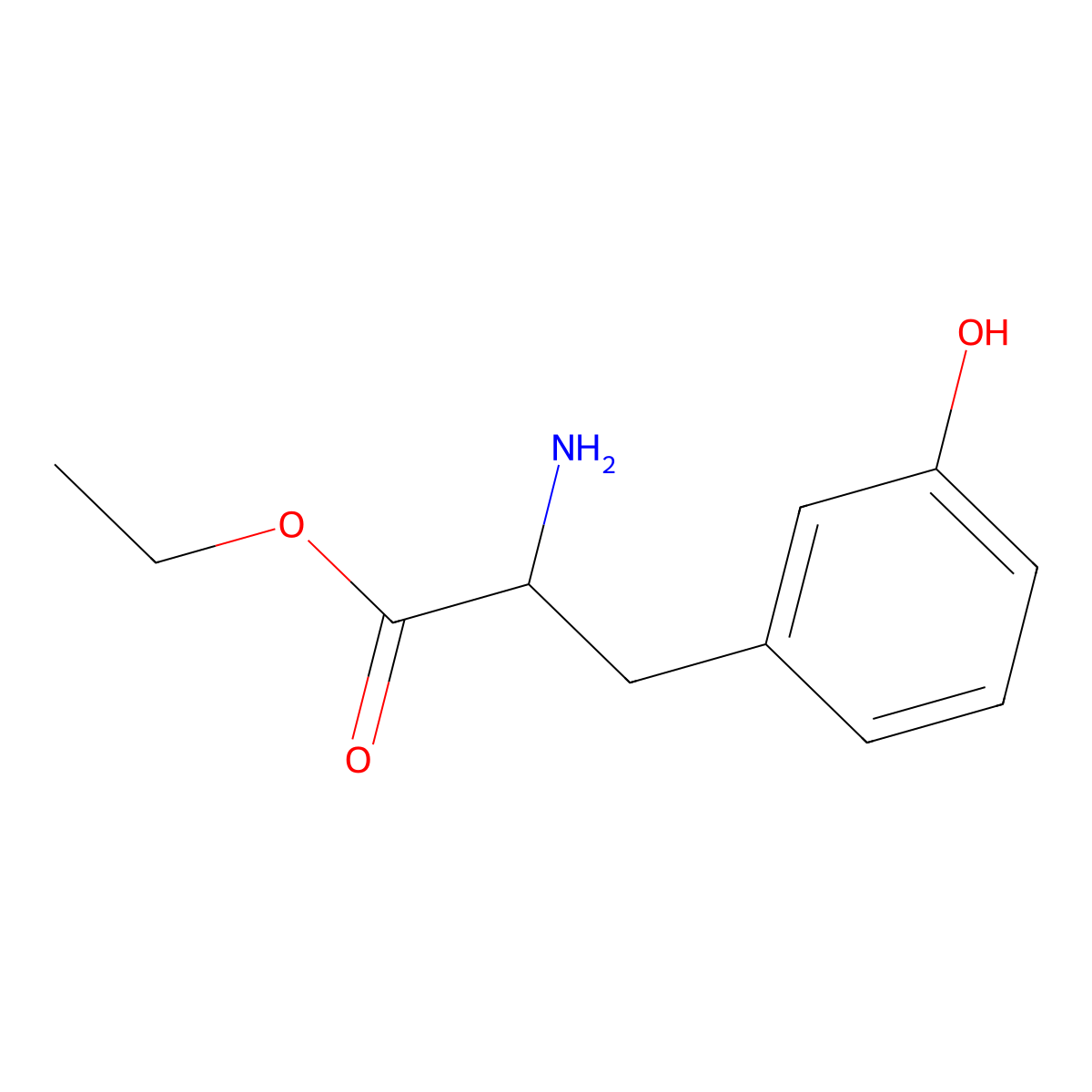 ethyl (2R)-2-amino-3-(3-hydroxyphenyl)propanoate molecular structure, CAS 1212823-29-4