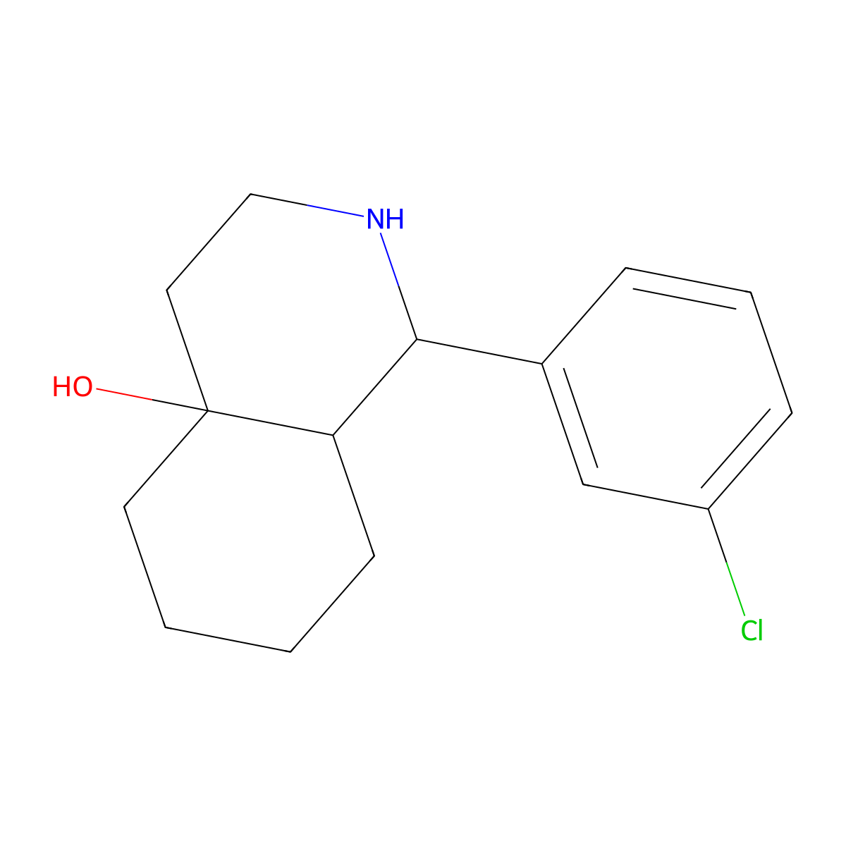 1-(3-Chlorophenyl)octahydroisoquinolin-4a(2H)-ol molecular structure, CAS 1212823-73-8