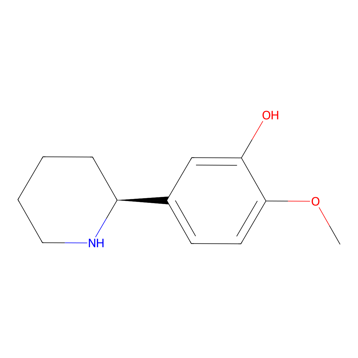 (S)-2-Methoxy-5-(piperidin-2-yl)phenol molecular structure, CAS 1212825-74-5