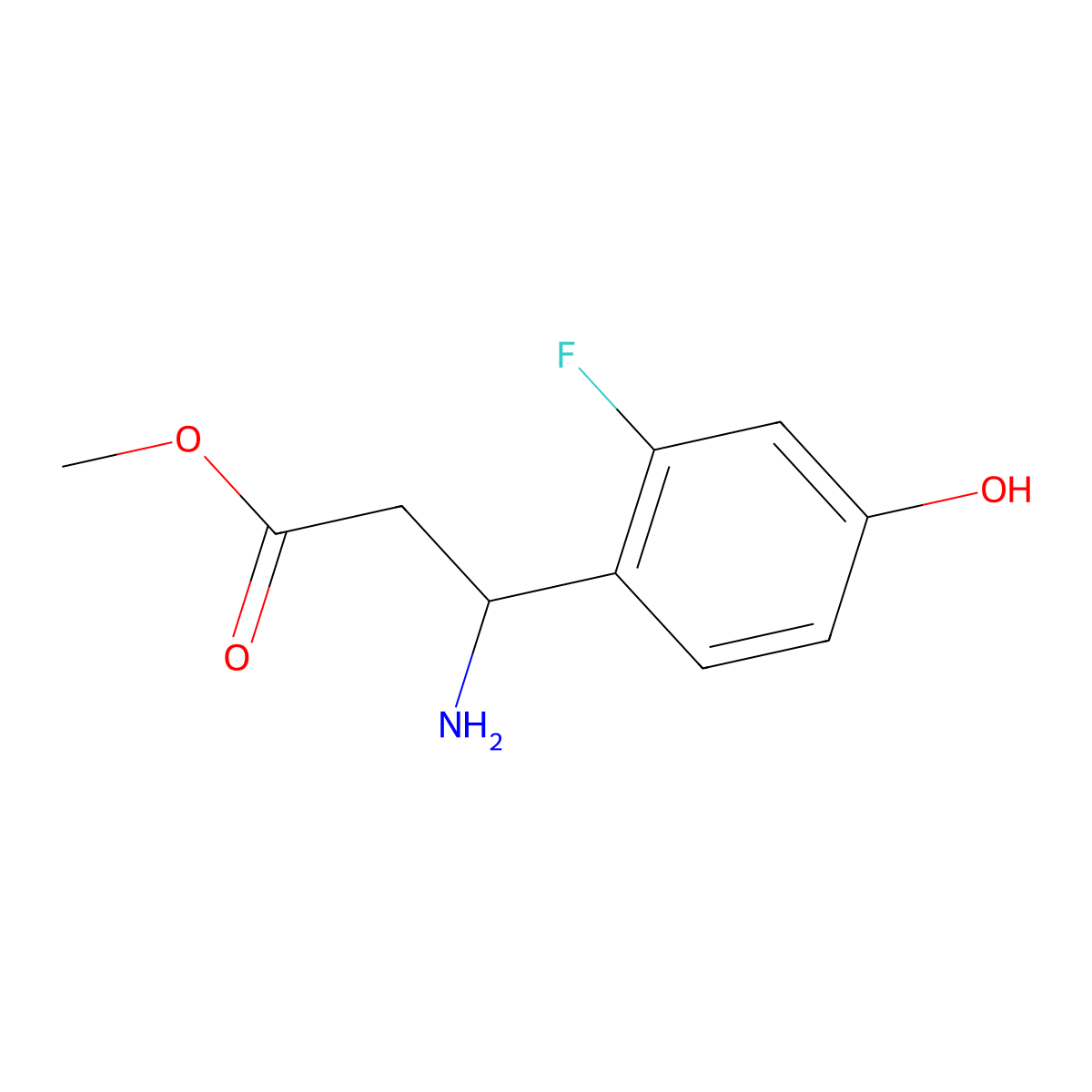 Methyl (R)-3-amino-3-(2-fluoro-4-hydroxyphenyl)propanoate molecular structure, CAS 1212825-90-5