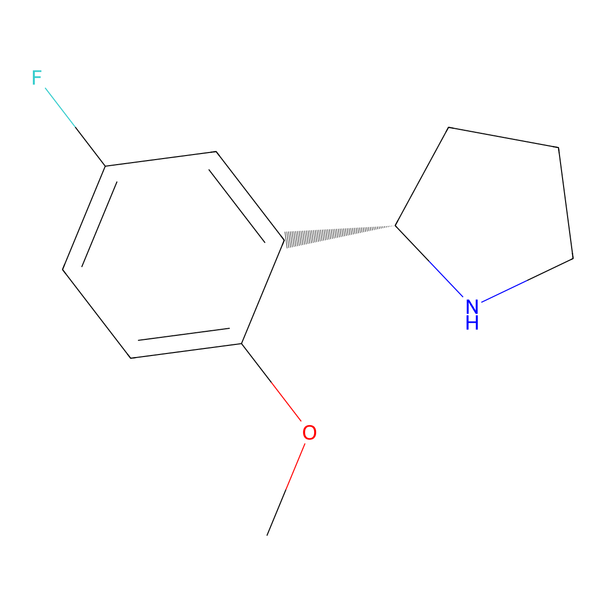 (S)-2-(5-Fluoro-2-methoxyphenyl)pyrrolidine molecular structure, CAS 1212829-10-1